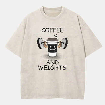 Vintage Coffee And Weights Washed T-Shirt