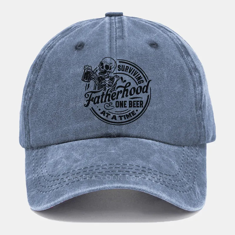 Vintage Surviving Fatherhood One Beer At A Time Washed Cap