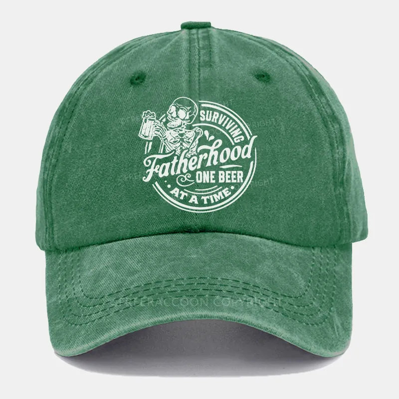 Vintage Surviving Fatherhood One Beer At A Time Washed Cap