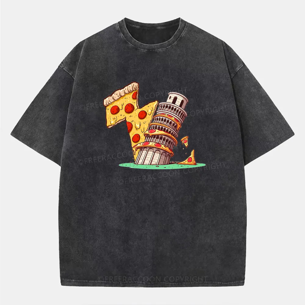 Vintage Leaning Tower Of Pizza Washed T-Shirt