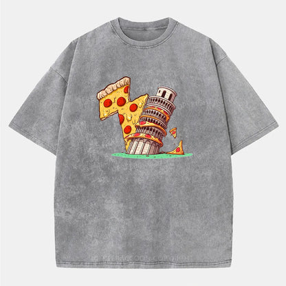 Vintage Leaning Tower Of Pizza Washed T-Shirt