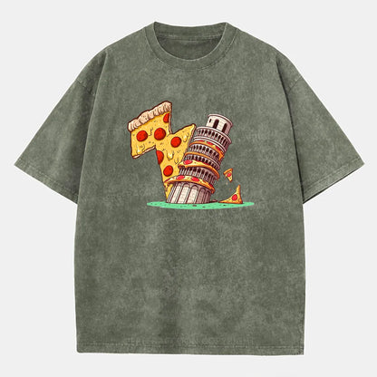 Vintage Leaning Tower Of Pizza Washed T-Shirt