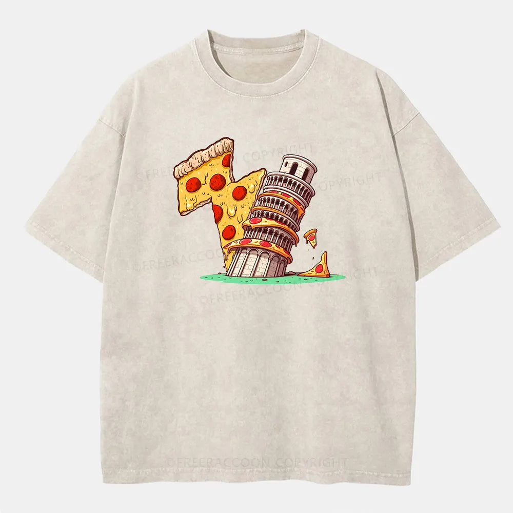 Vintage Leaning Tower Of Pizza Washed T-Shirt