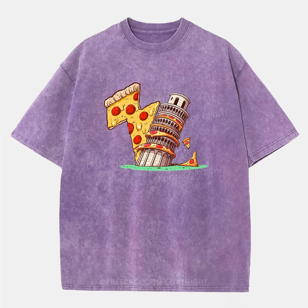 Vintage Leaning Tower Of Pizza Washed T-Shirt