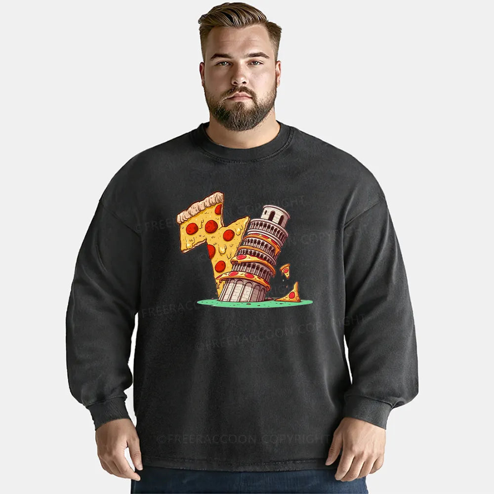 Vintage Leaning Tower Of Pizza Washed Long Sleeve Shirt