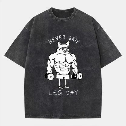 Vintage Never Skip Leg Day Washed T-Shirt