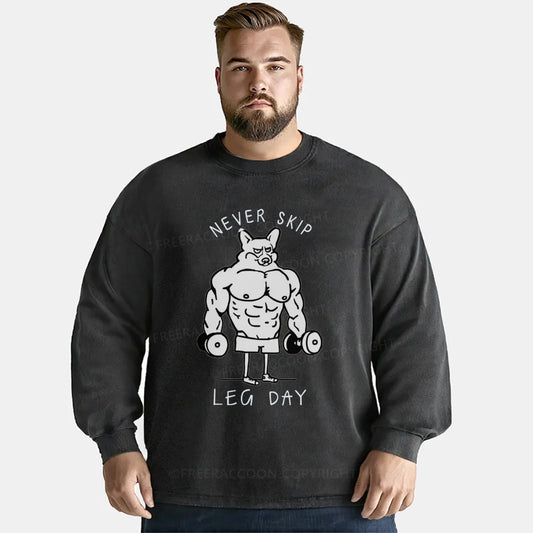 Vintage Never Skip Leg Day Washed Long Sleeve Shirt