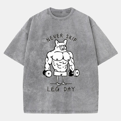 Vintage Never Skip Leg Day Washed T-Shirt