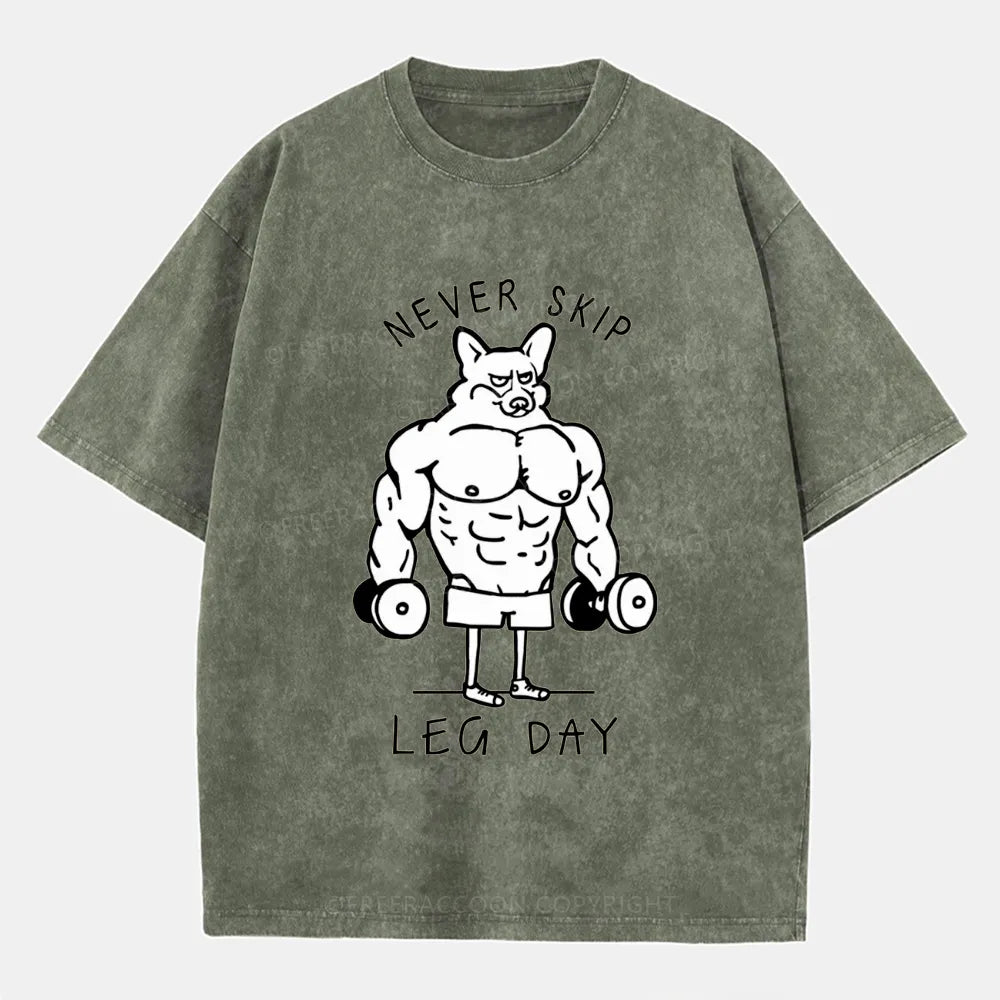 Vintage Never Skip Leg Day Washed T-Shirt