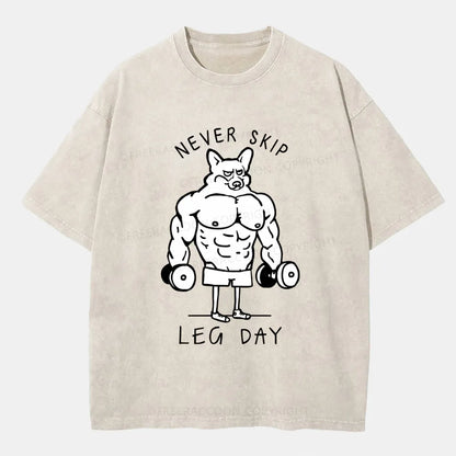 Vintage Never Skip Leg Day Washed T-Shirt