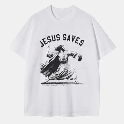 Vintage Jesus Saves Playing Baseball Classic T-Shirt