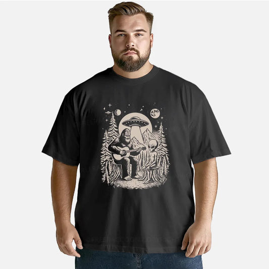 Vintage Bigfoot Playing Guitar With Alien And U Classic T-Shirt