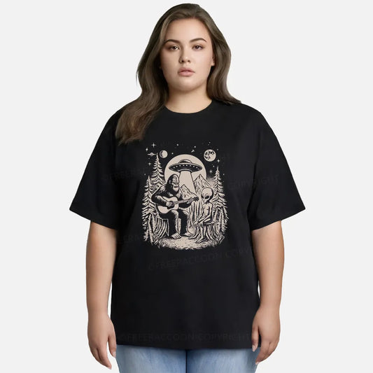 Vintage Bigfoot Playing Guitar With Alien And U Classic T-Shirt