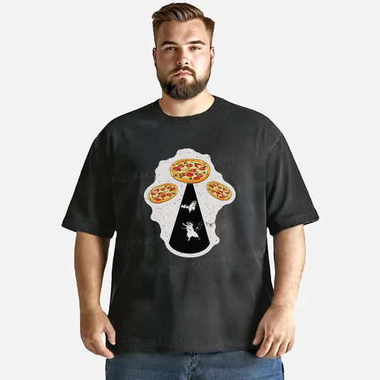 Vintage  Pizza Ufo Washed T-Shirt