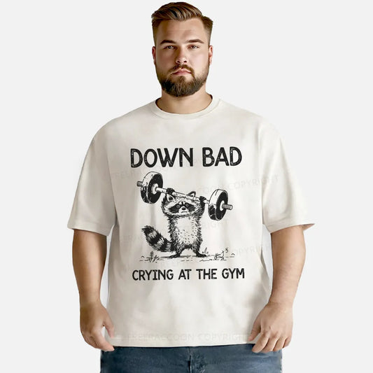 Vintage Raccoon Down Bad Crying At The Gym Washed T-Shirt