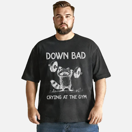 Vintage Raccoon Down Bad Crying At The Gym Washed T-Shirt