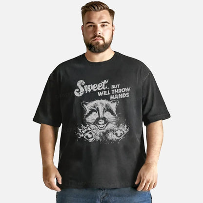 Vintage Sweet But Will Throw Hands Funny Washed T-Shirt