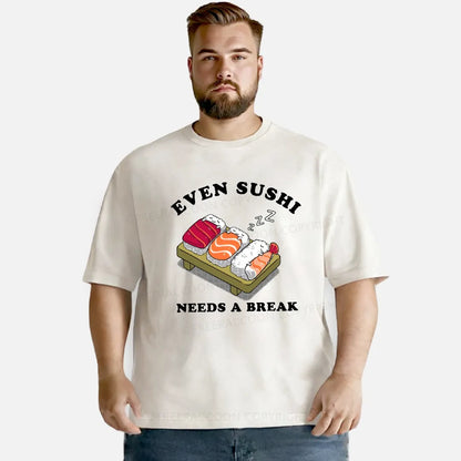 Vintage Even Sushi Needs A Break Washed T-Shirt